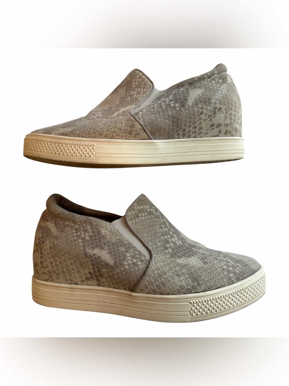Caslon Allie Gray Suede Python Snakeskin Hidden Wedge Sneaker Women’s Size 7